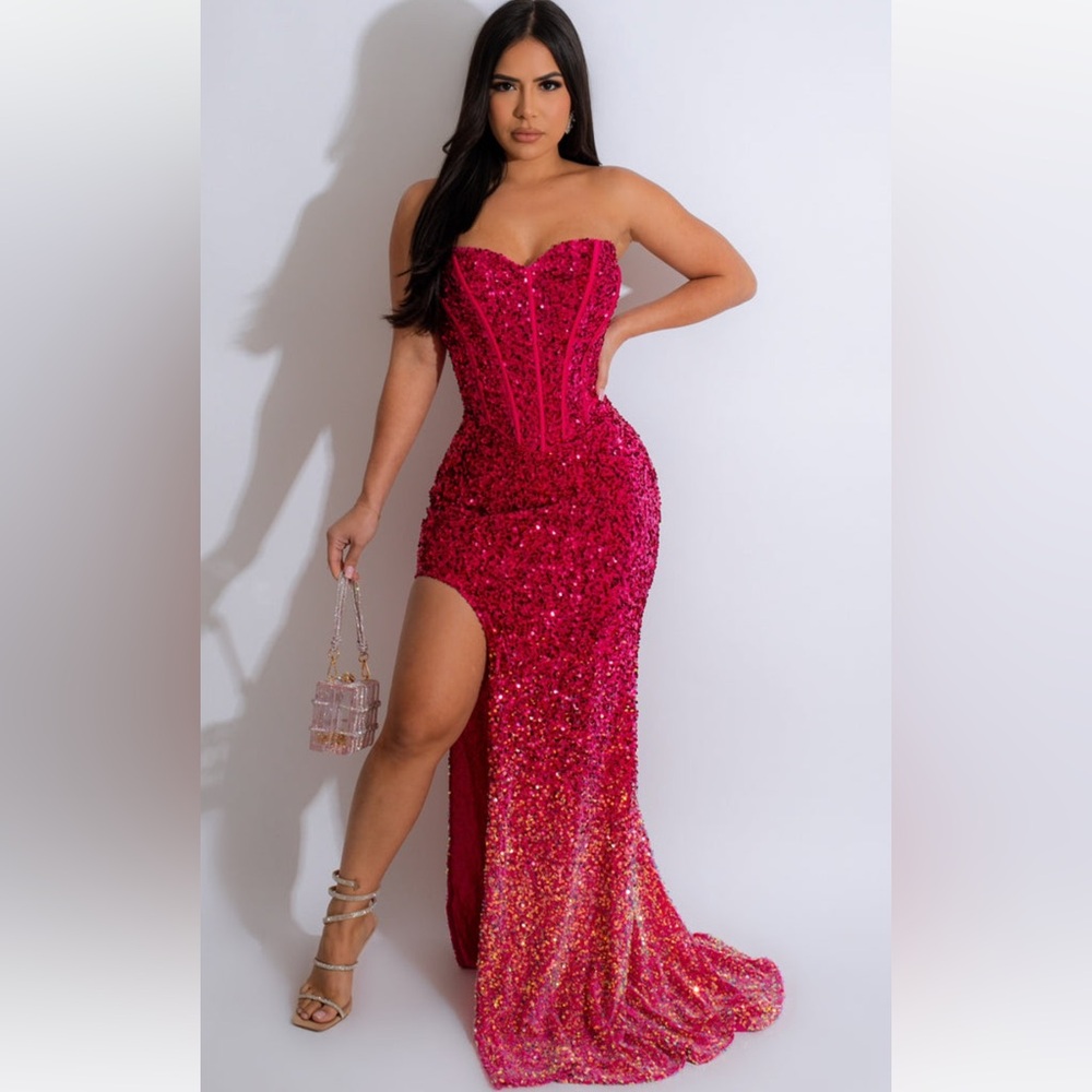Sequin maxi prom dress